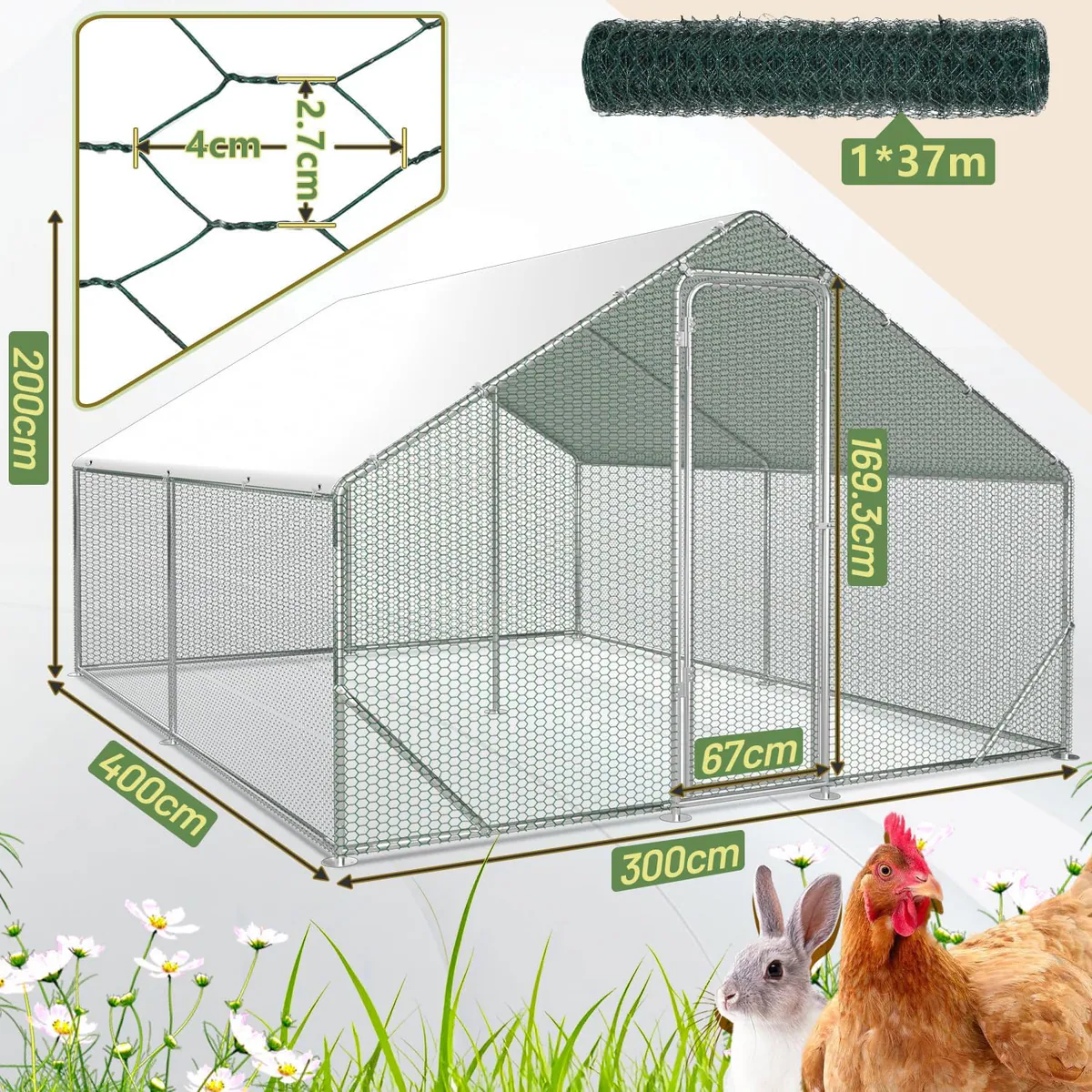Freilaufgehege für Hühner im Garten